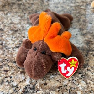 Ty Plush Moose with Orange Antlers